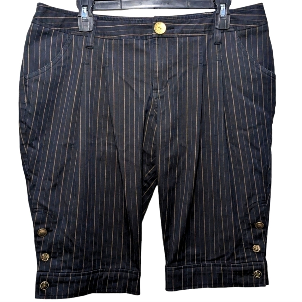 Baby Phat Women's Juniors 13 Capri Dark Grey w Gold Stripes & Embellishments